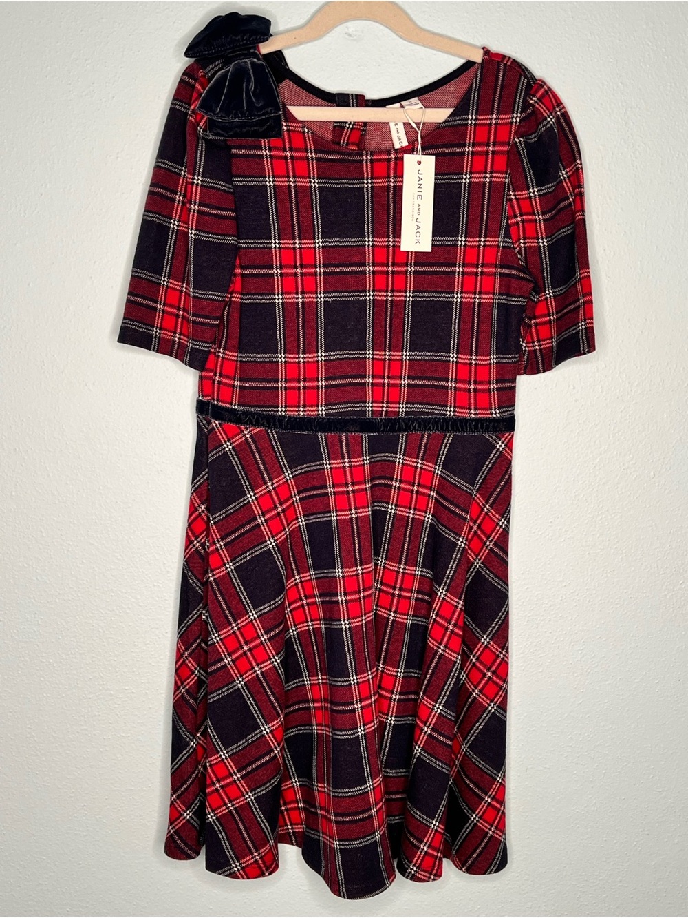 Janie and Jack Red and Black Plaid Fit-and-Flare Holiday Dress